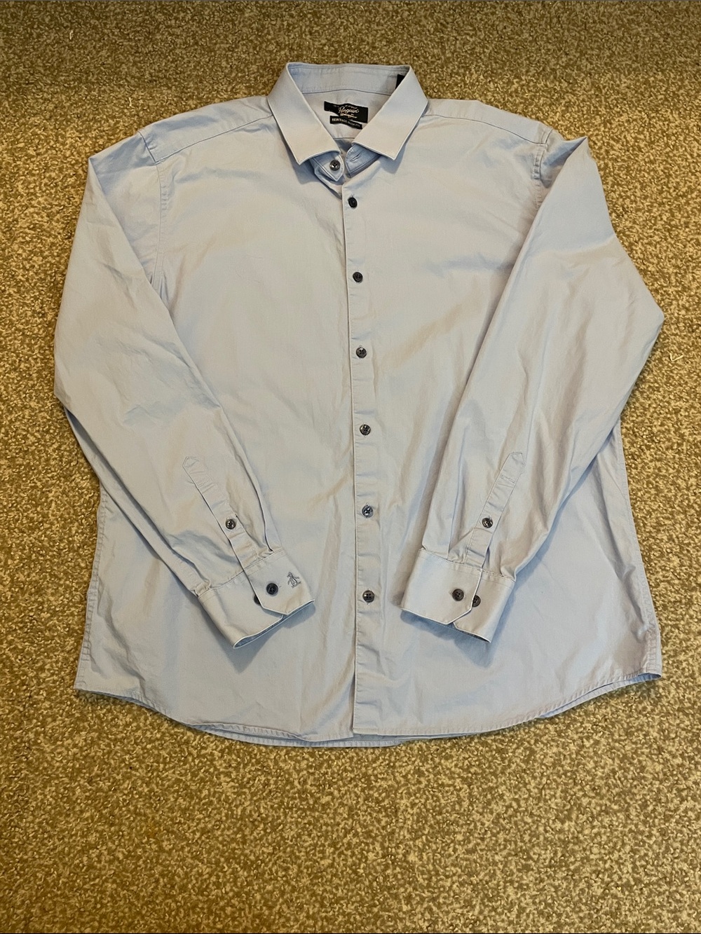 Penguin Light Blue Men's Long-Sleeve Button-Up Dress Shirt